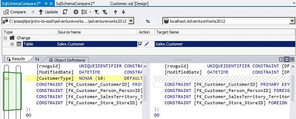 SQL Server Data Tools - Schema Comparison